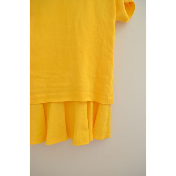 Vintage Yellow Linen 80s Back Button Dress - Picture 5 of 6